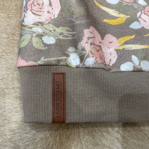 AMPERSAND AVE Pink and Khaki Floral Cowl Neck Sweater - Picture 3 of 4